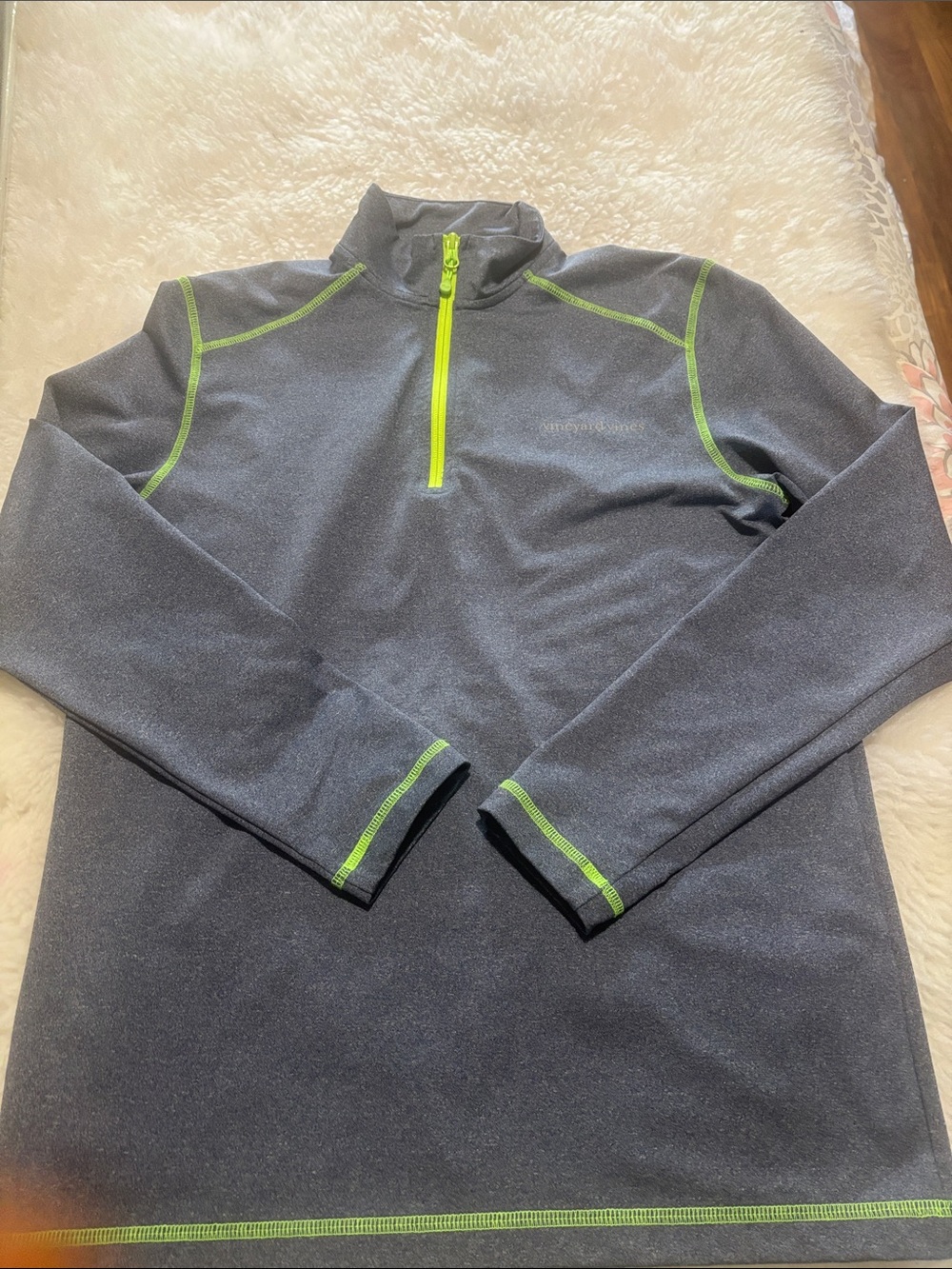 Vineyard Vines Gray Quarter-Zip Pullover with Lime Accents